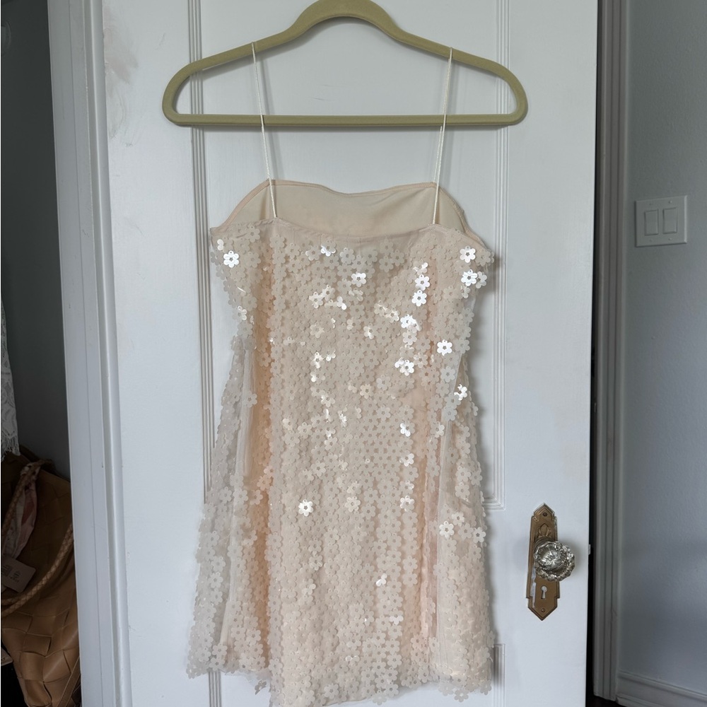Zara Cream Sequin Mini Dress - Picture 2 of 6